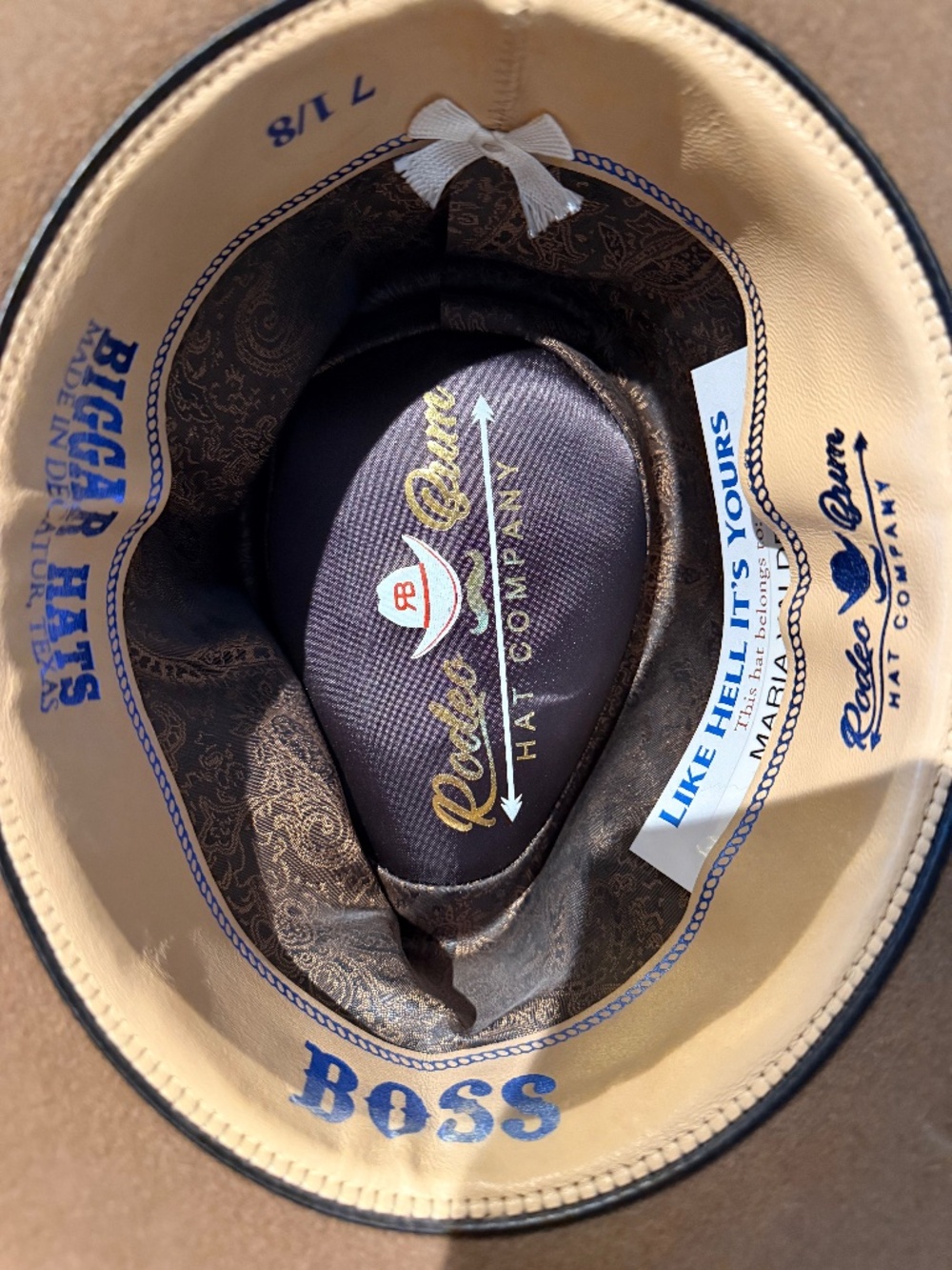 Brown Cowboy Hat - Biggar Hats Decatur, TX Size 7 1/8